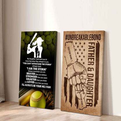 Father And Daughter UnBreakable Bond - 2 Piece Canvas Wall Art - Whisper Back I'm The Storm