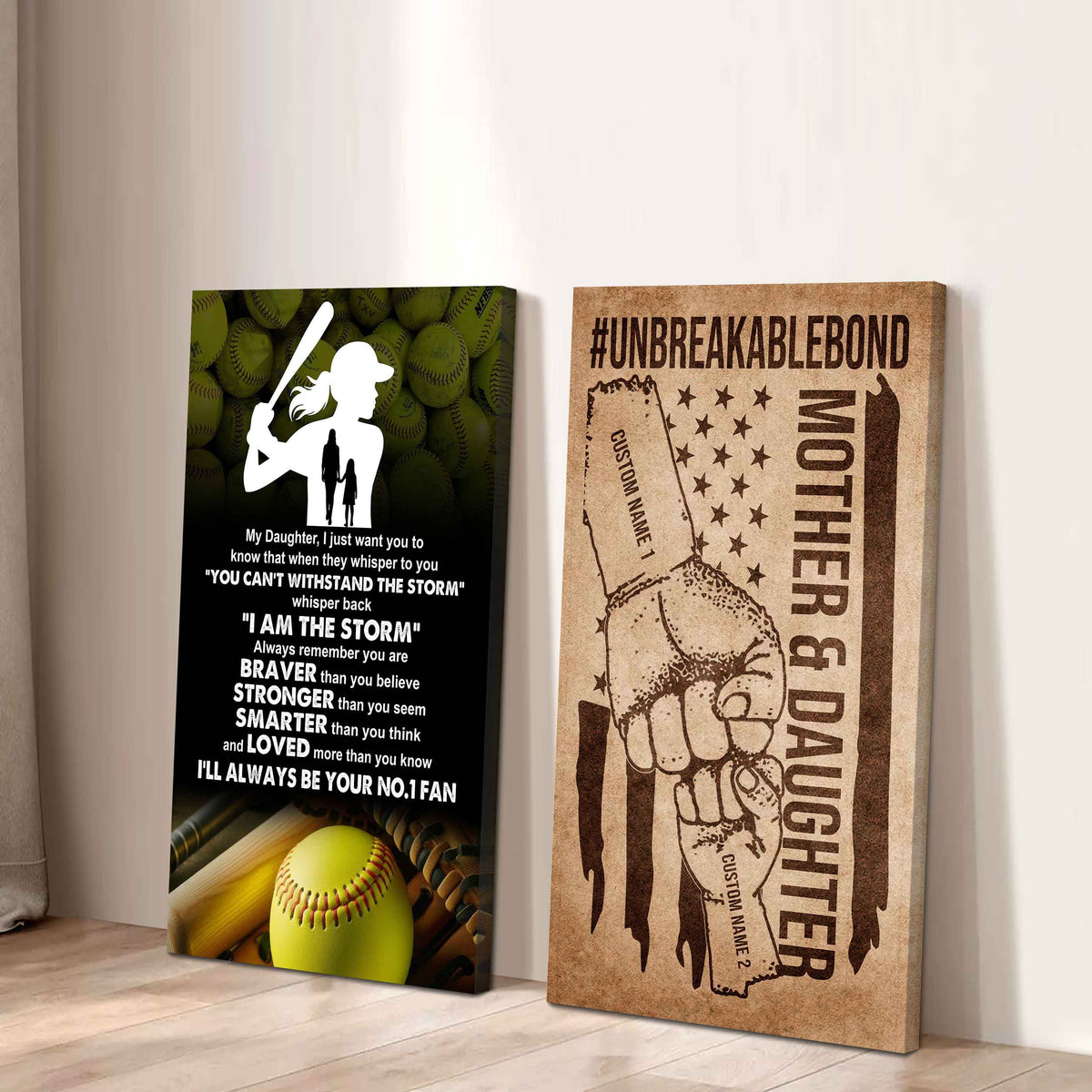 Mother And Daughter UnBreakable Bond - 2 Piece Canvas Wall Art - Whisper Back I'm The Storm