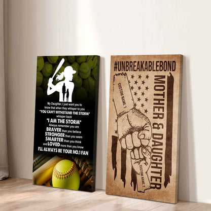 Mother And Daughter UnBreakable Bond - 2 Piece Canvas Wall Art - Whisper Back I'm The Storm