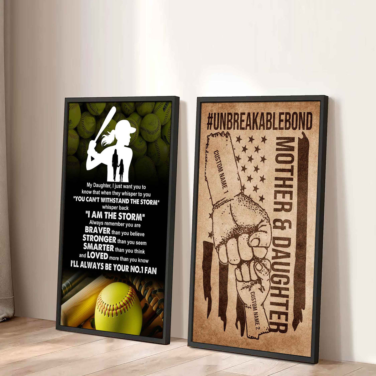 Mother And Daughter UnBreakable Bond - 2 Piece Canvas Wall Art - Whisper Back I'm The Storm