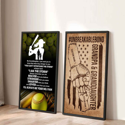 Grandpa And Granddaughter UnBreakable Bond - 2 Piece Canvas Wall Art - Whisper Back I'm The Storm