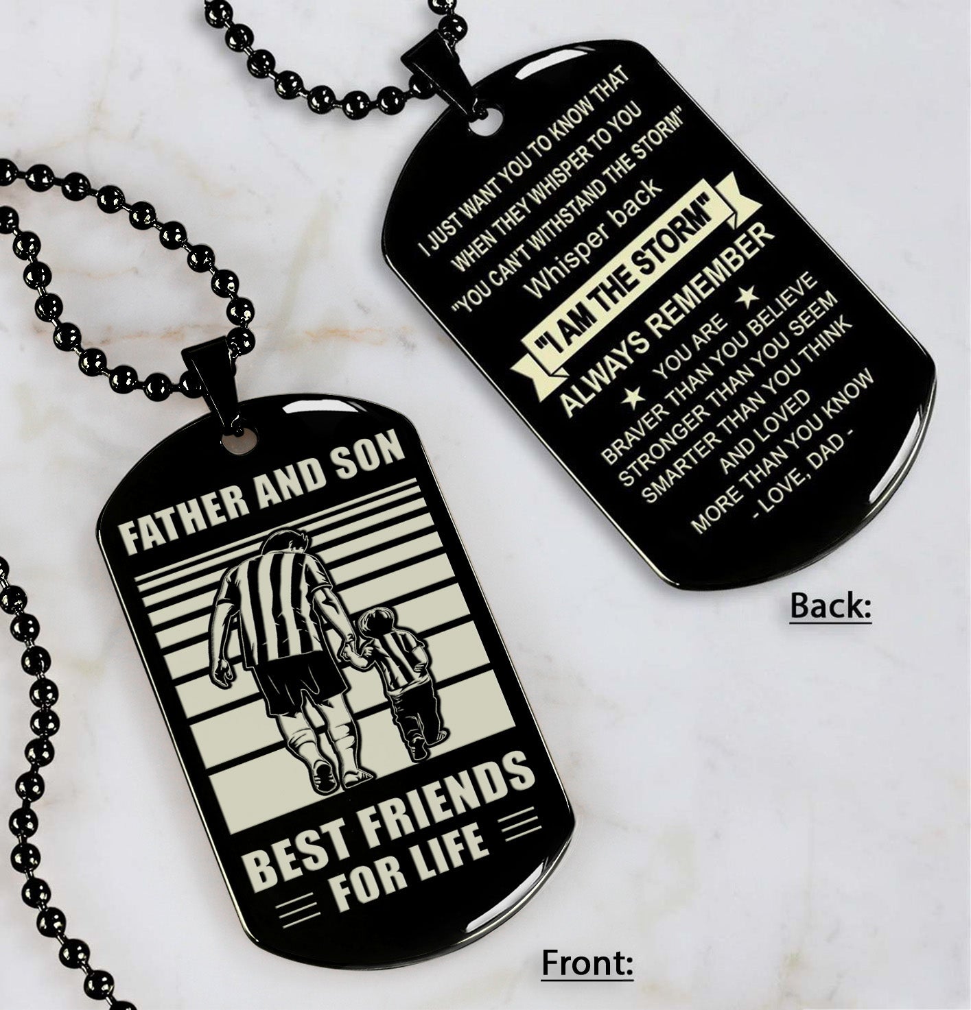 Basketball STO Personalized Double Sided Dog Tag Father And Son Best Friends For Life - Message on the back side