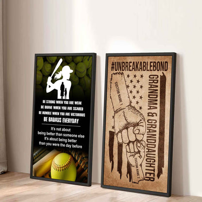 Granma And Granddaughter UnBreakable Bond - 2 Piece Canvas Wall Art - Be Strong When You Are Weak Be Badass Everyday