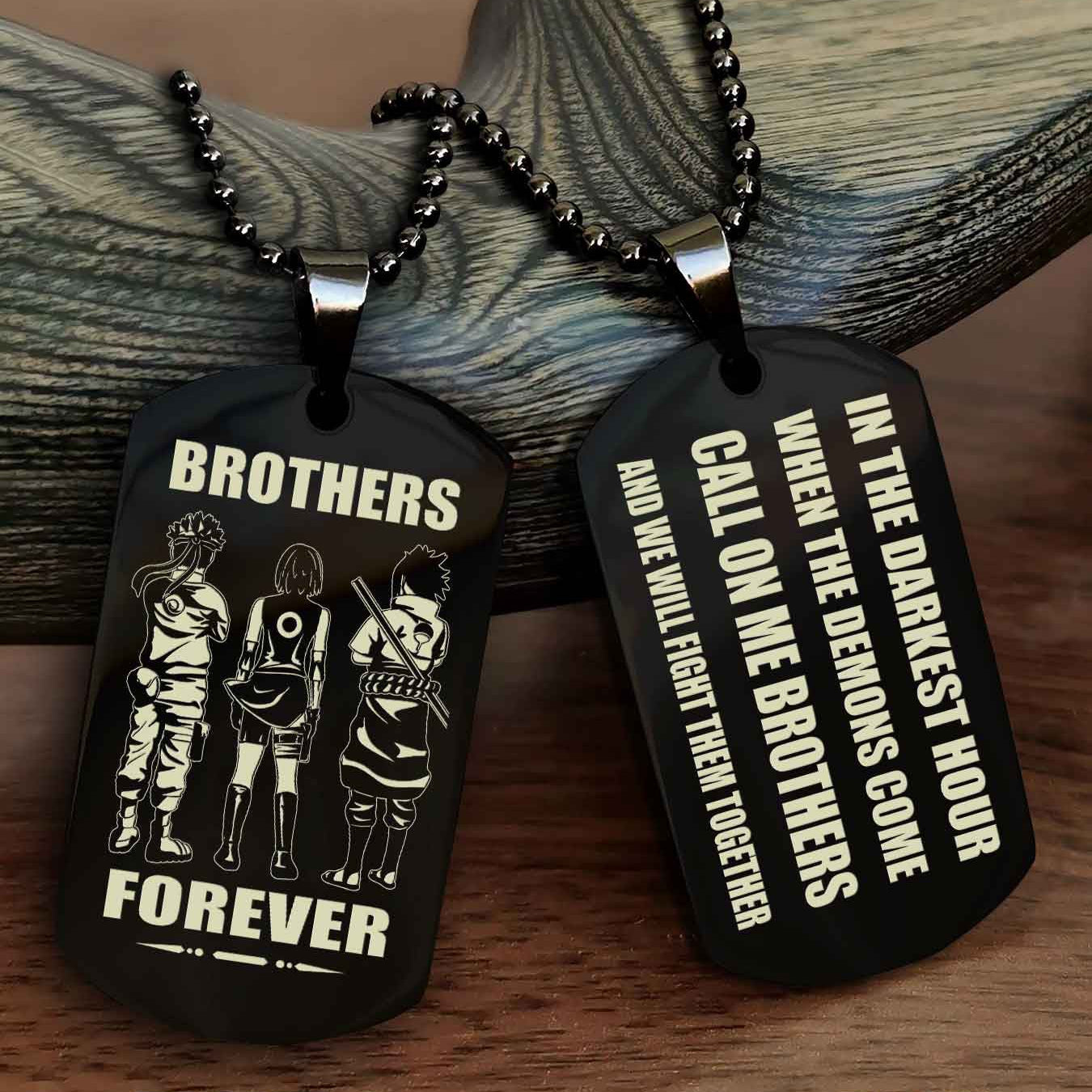 Viking Engraved Double Sided Dog Tag Call On Me Brother NAG Brothers Forever We Will Fight Them Together