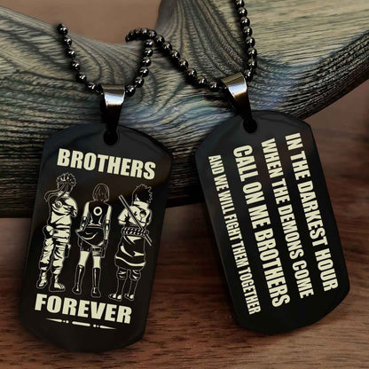 Viking Engraved Double Sided Dog Tag Call On Me Brother NAG Brothers Forever We Will Fight Them Together