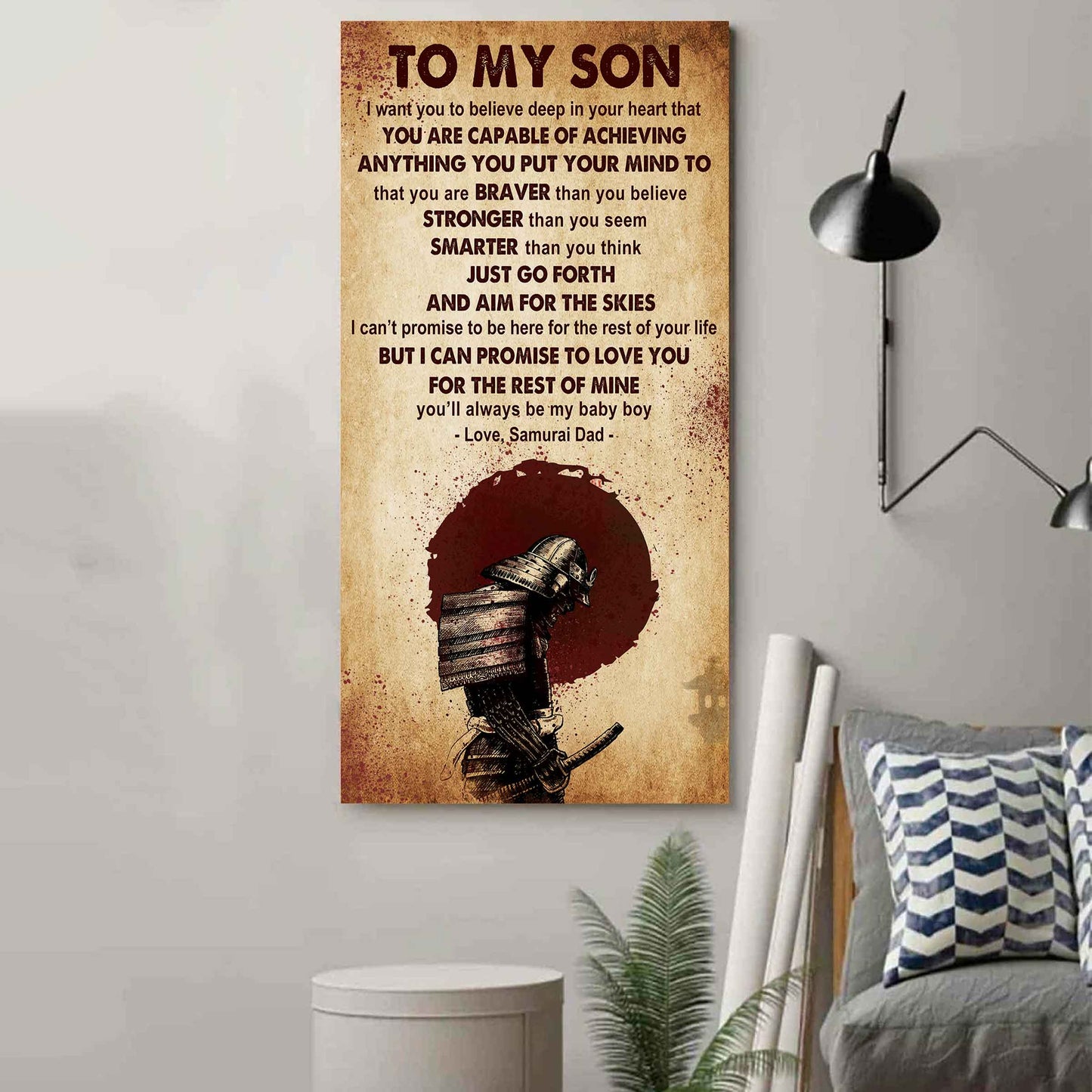 Warrior To My Son Just Go Forth And Aim For The Sky Poster Canvas Motivation Canvas Gift For Your Son