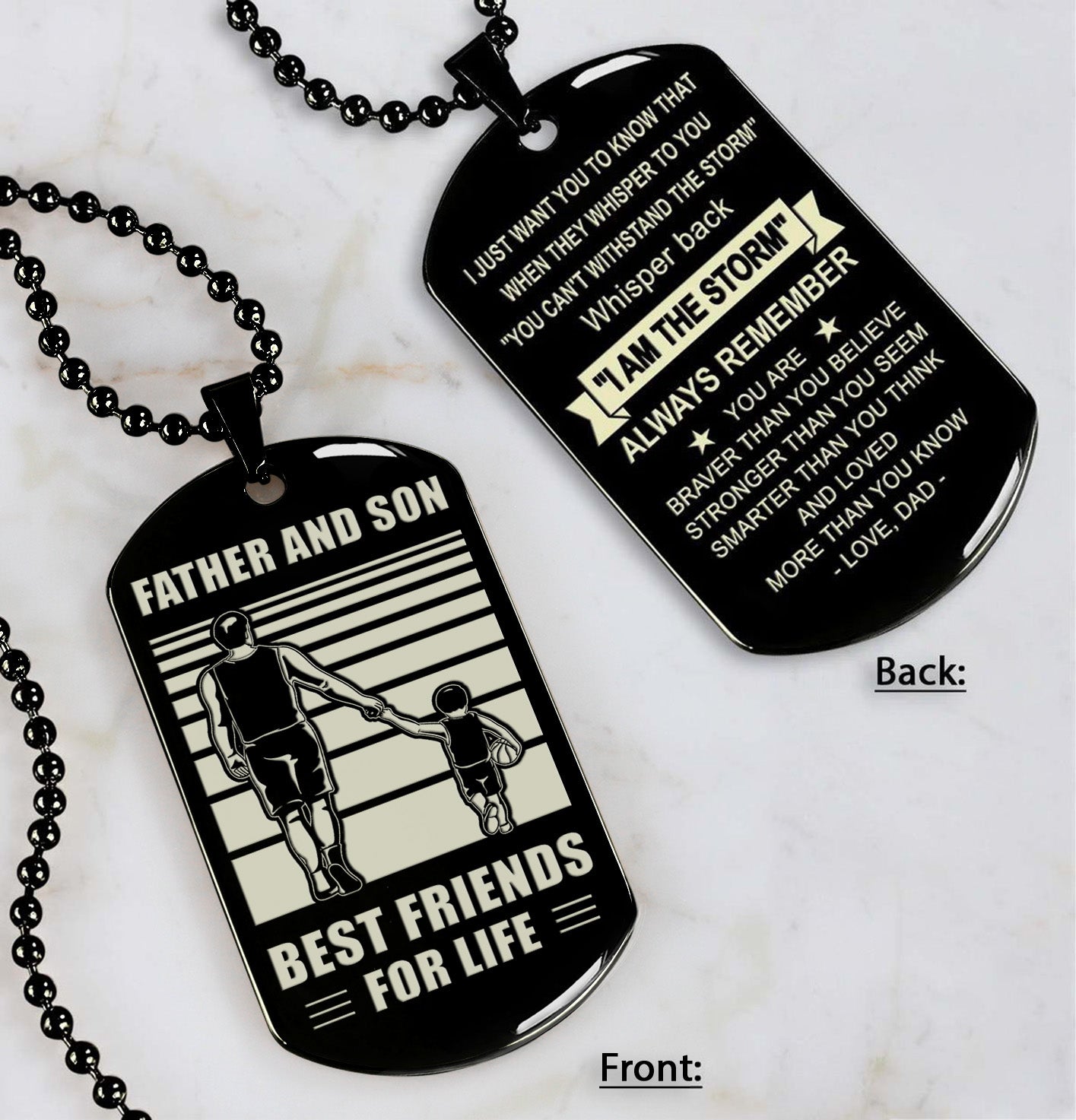 Basketball NVL Personalized Double Sided Dog Tag Father And Son Best Friends For Life - Message on the back side