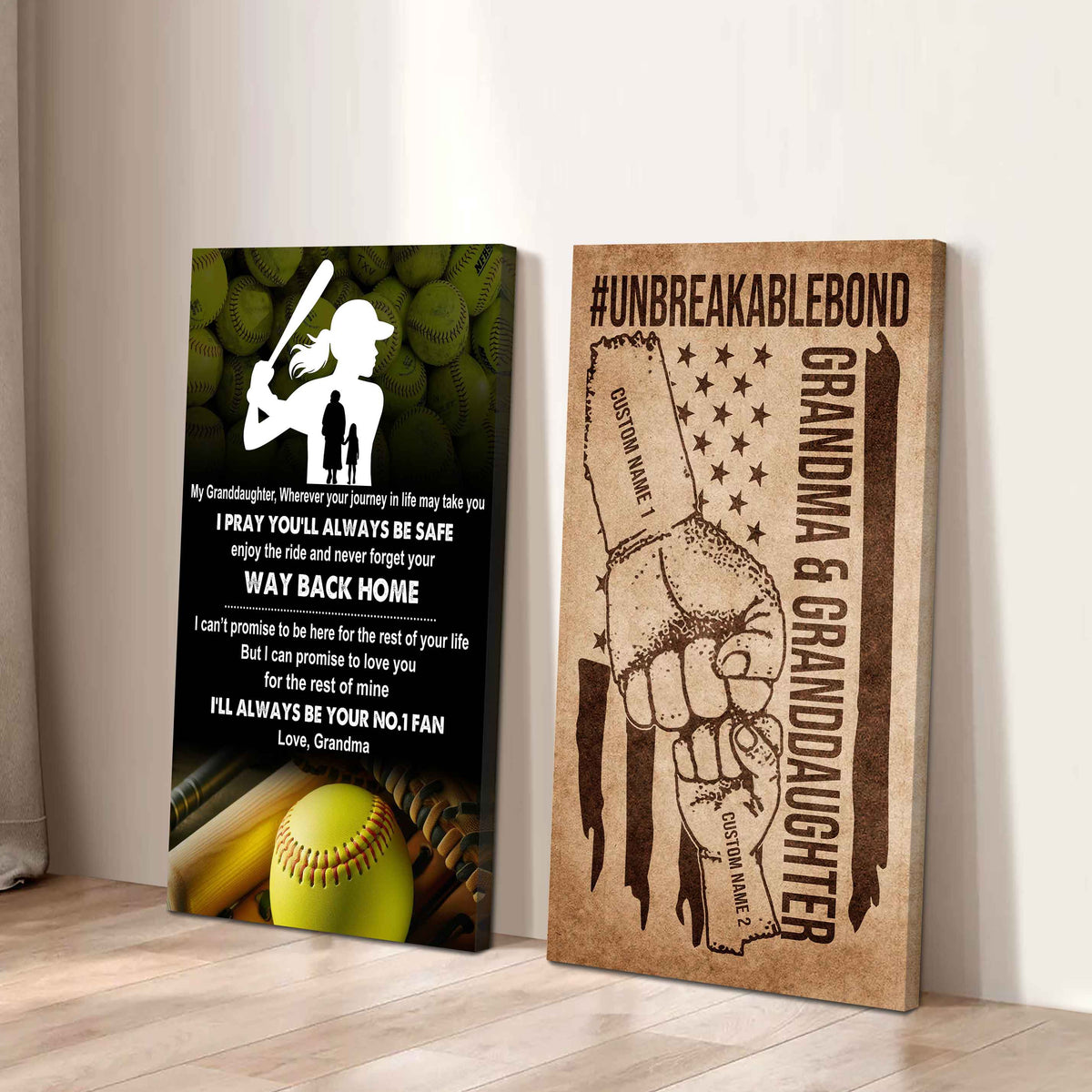 Grandma And Granddaughter UnBreakable Bond - 2 Piece Canvas Wall Art - Never Forget Your Way Back Home