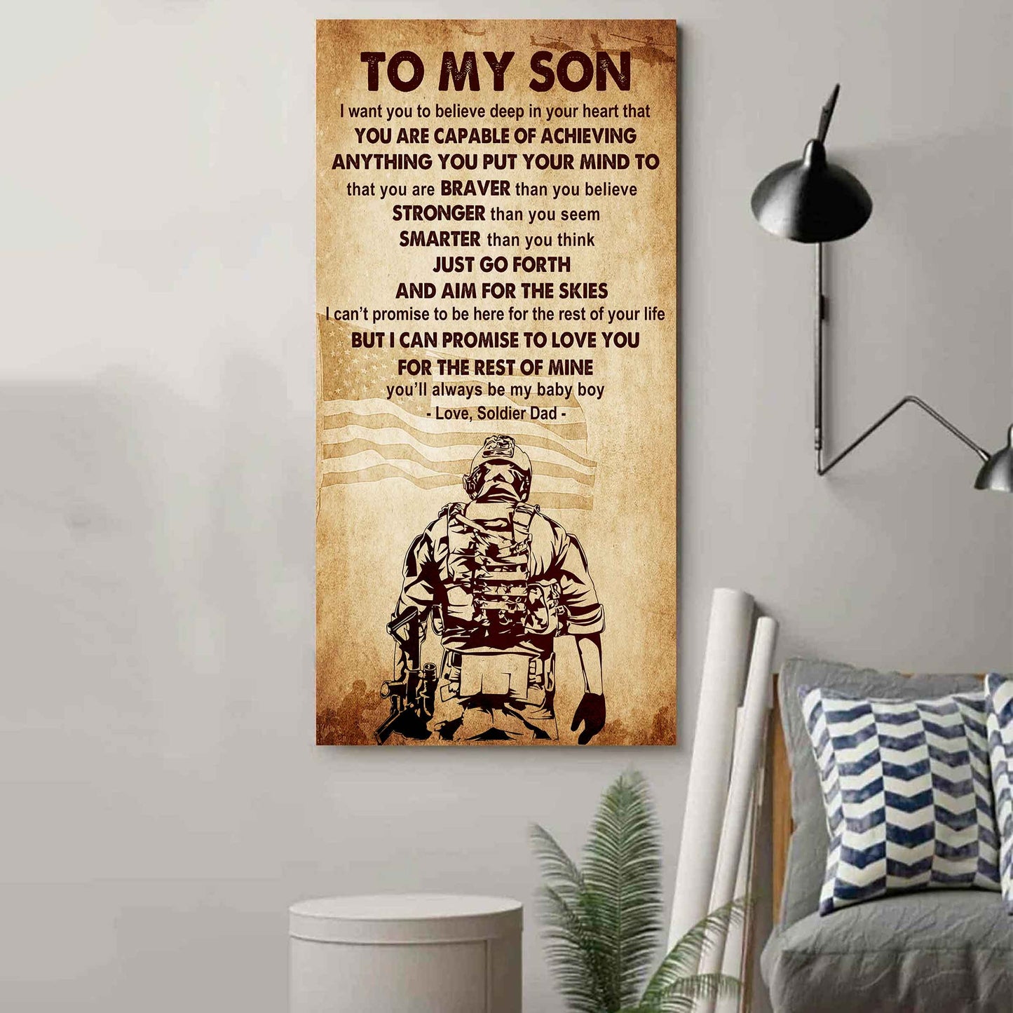 Warrior To My Son Just Go Forth And Aim For The Sky Poster Canvas Motivation Canvas Gift For Your Son