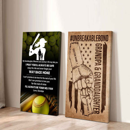 Grandpa And Granddaughter UnBreakable Bond - 2 Piece Canvas Wall Art - Never Forget Your Way Back Home