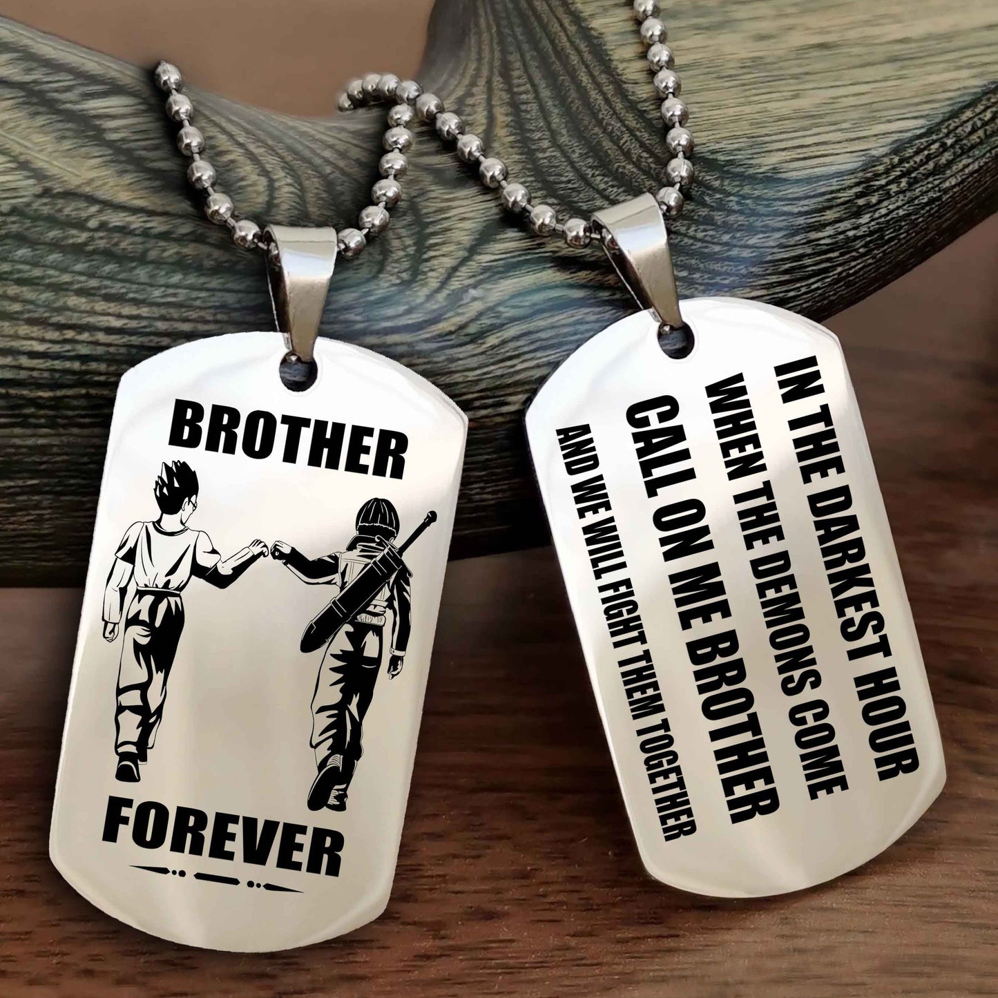 Viking Engraved Double Sided Dog Tag Call On Me Brother NAG Brothers Forever We Will Fight Them Together
