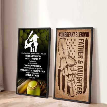 To My Dad UnBreakable Bond - 2 Piece Canvas Wall Art - I Know It's Not Easy To Raise