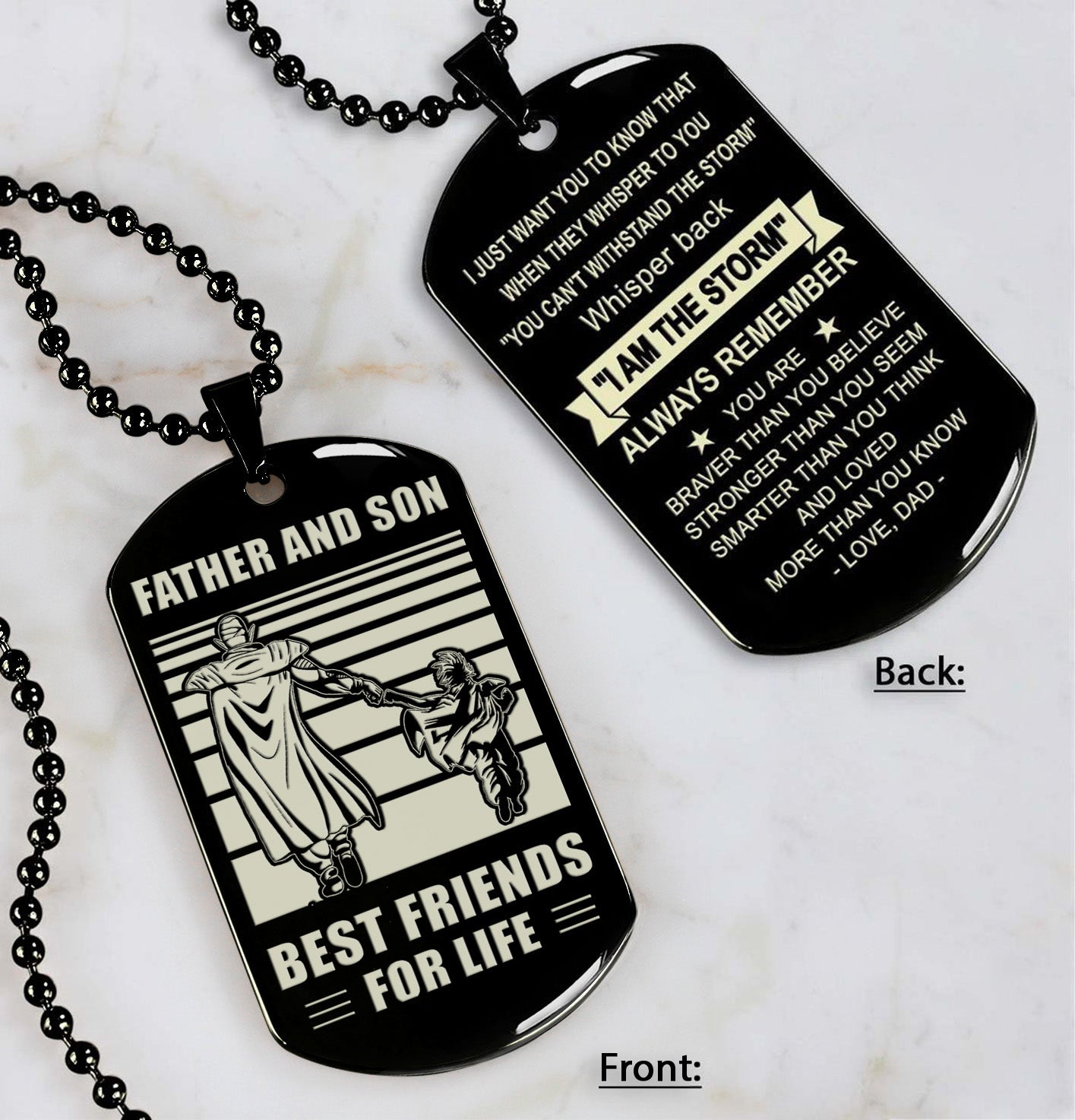 Police Personalized Double Sided Dog Tag Father And Son Best Friends For Life - Message on the back side