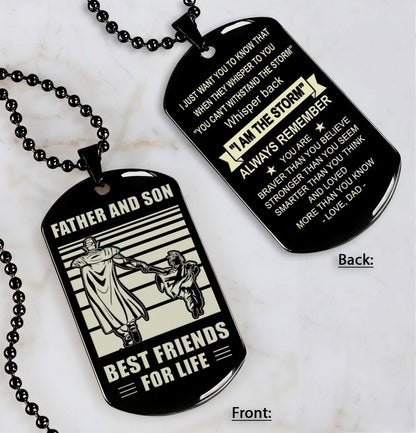 Police Personalized Double Sided Dog Tag Father And Son Best Friends For Life - Message on the back side