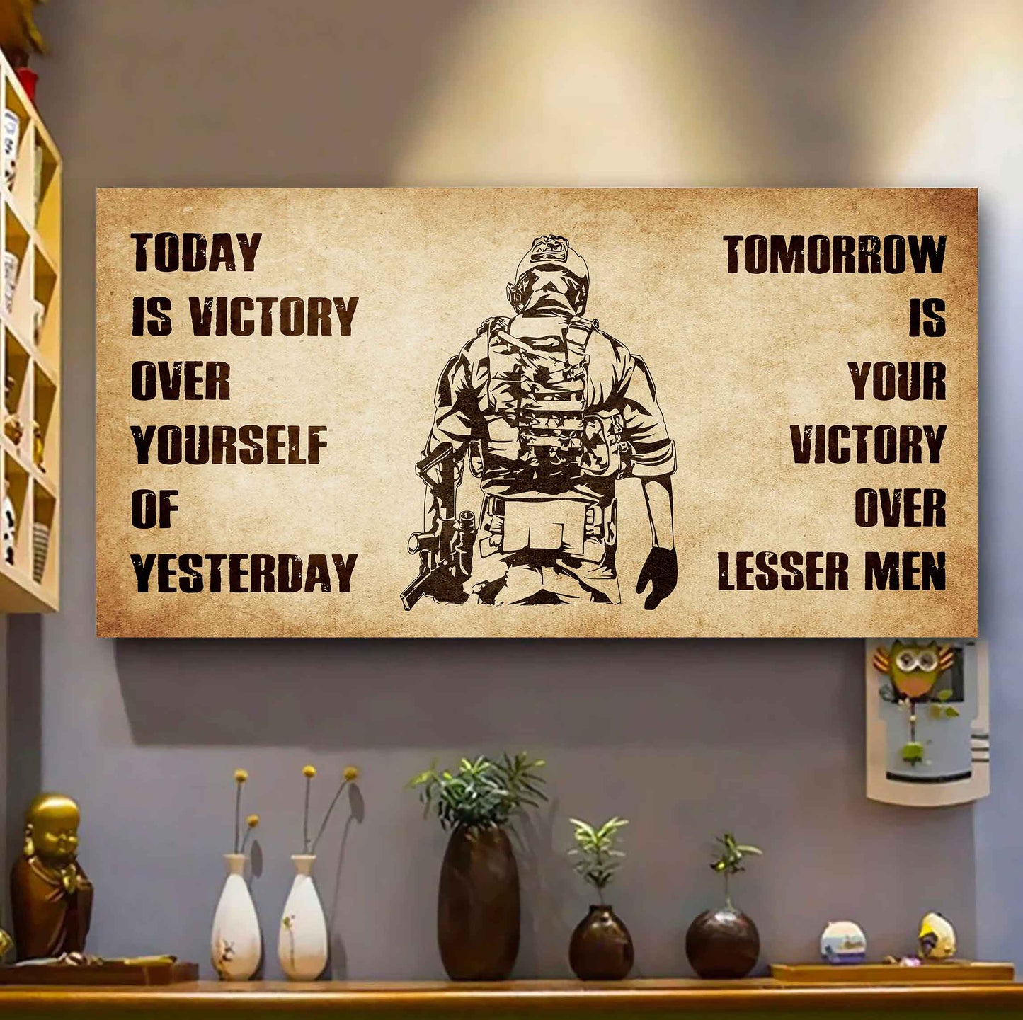 Personalized Spartan Poster Canvas - Today Is Victory Over Yourself Of Yesterday Tomorrow Is Your Victory Over Lesser Men