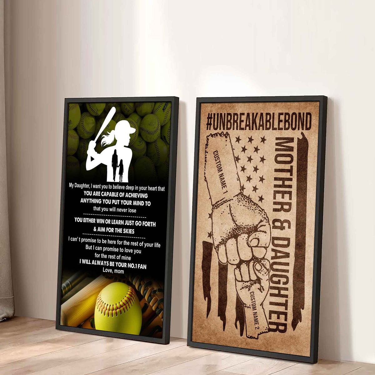 Mother And Daughter UnBreakable Bond - 2 Piece Canvas Wall Art - You Will Never Lose You Either Win Or Learn