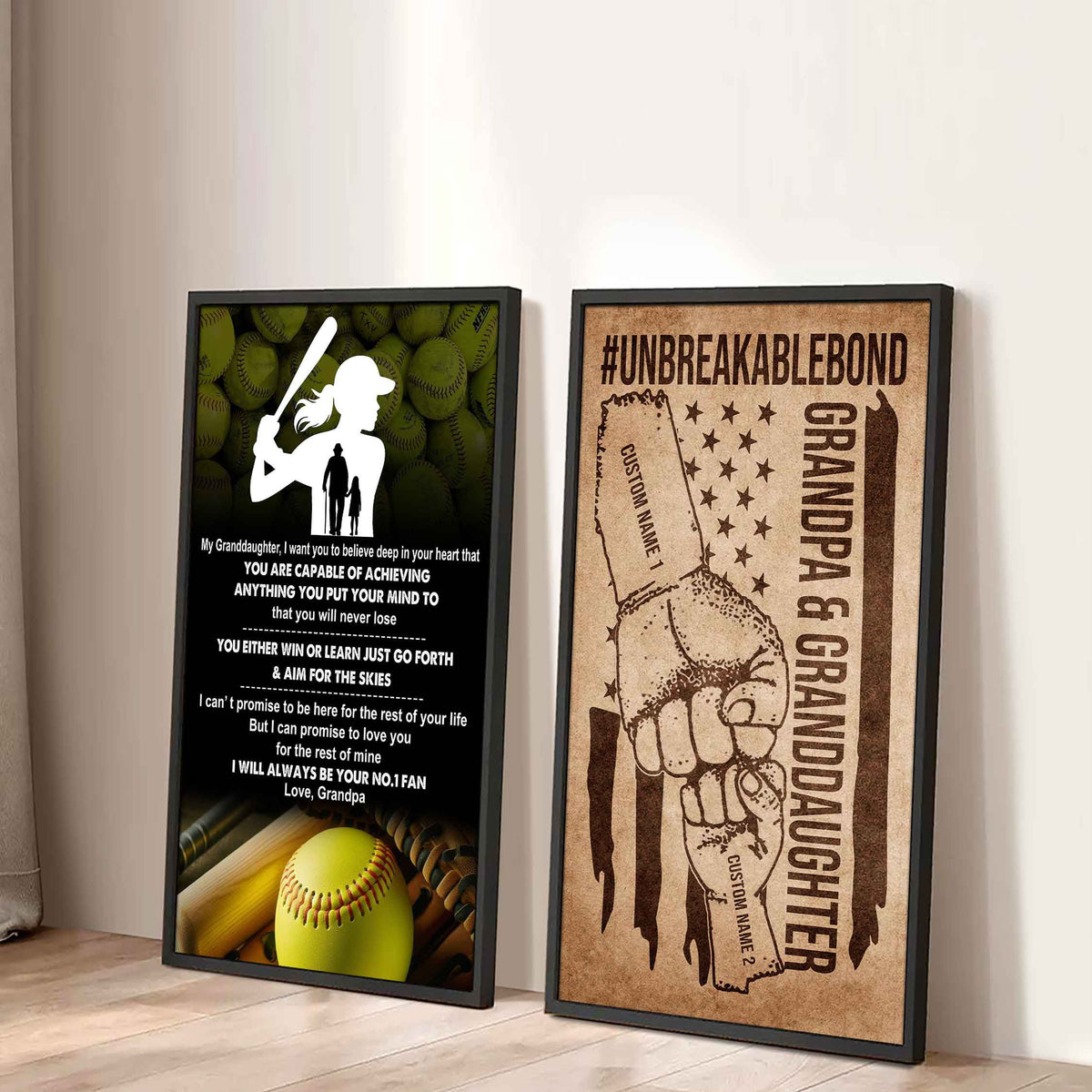 Grandpa And Granddaughter UnBreakable Bond - 2 Piece Canvas Wall Art - You Will Never Lose You Either Win Or Learn