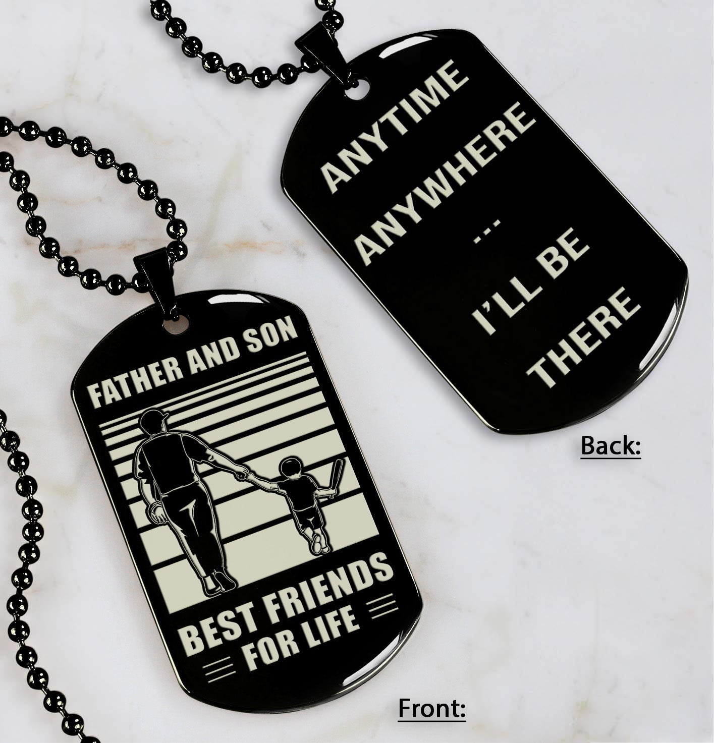 Hockey NVL Personalized Double Sided Dog Tag Father And Son Best Friends For Life - Message on the back side