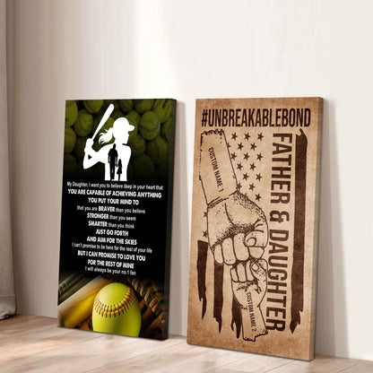 Father And Daughter UnBreakable Bond - 2 Piece Canvas Wall Art - That You Are Braver Than You Believe And Loved More Than You Know