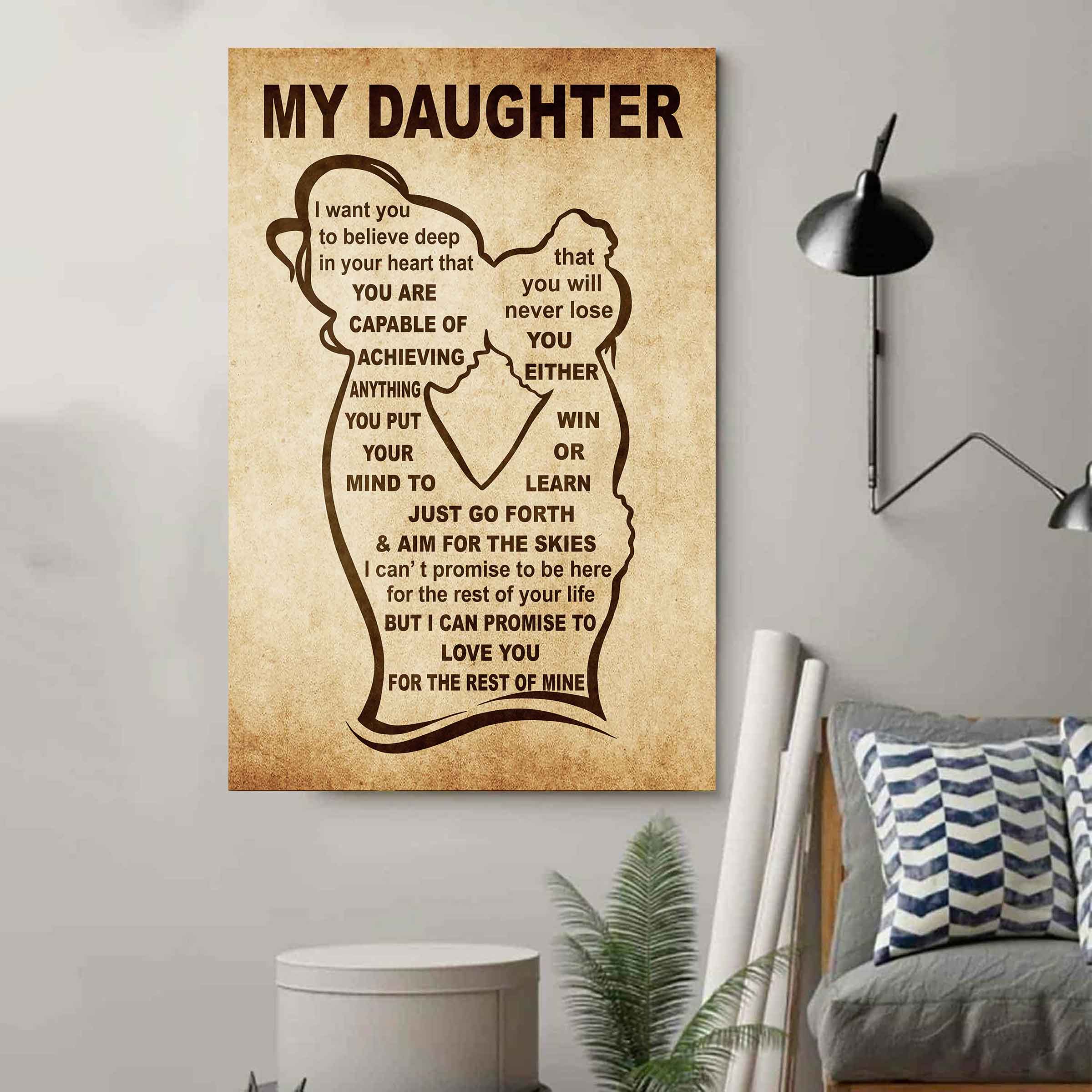 Personalized Family Poster Canvas My Daughter Gift From Mom For Your Daughter With Motivational Message