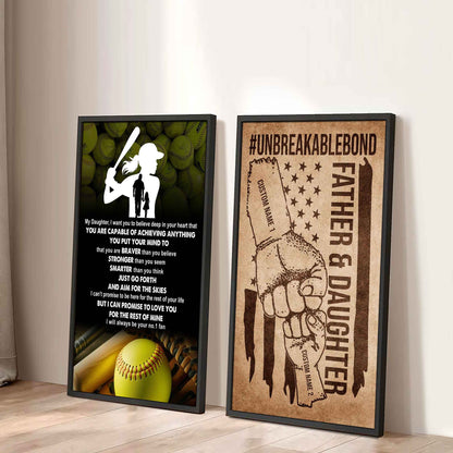 Father And Daughter UnBreakable Bond - 2 Piece Canvas Wall Art - That You Are Braver Than You Believe And Loved More Than You Know