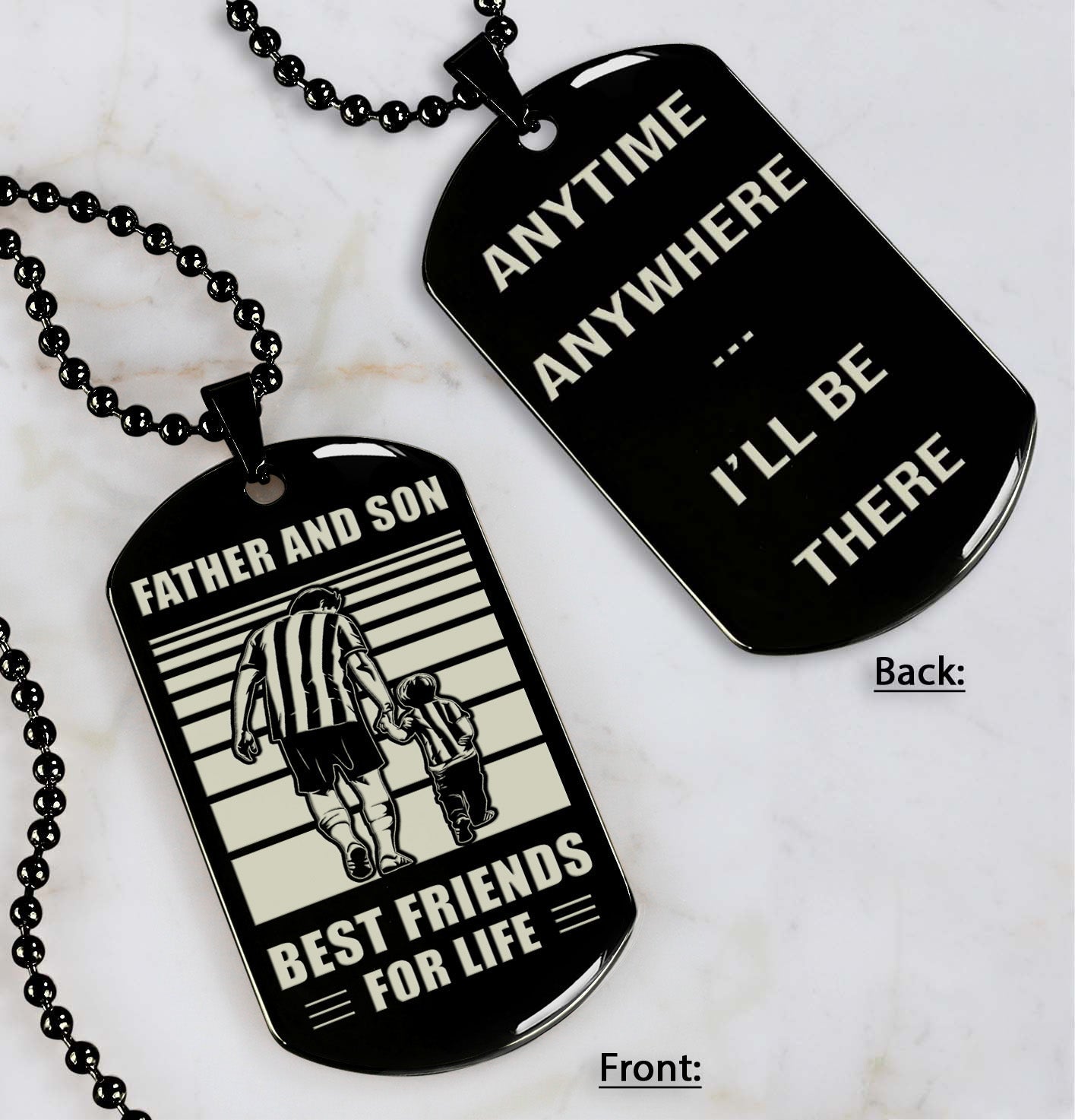 Basketball NVL Personalized Double Sided Dog Tag Father And Son Best Friends For Life - Message on the back side