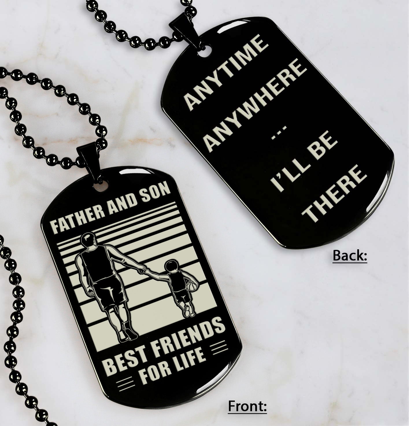 Basketball NVL Personalized Double Sided Dog Tag Father And Son Best Friends For Life - Message on the back side