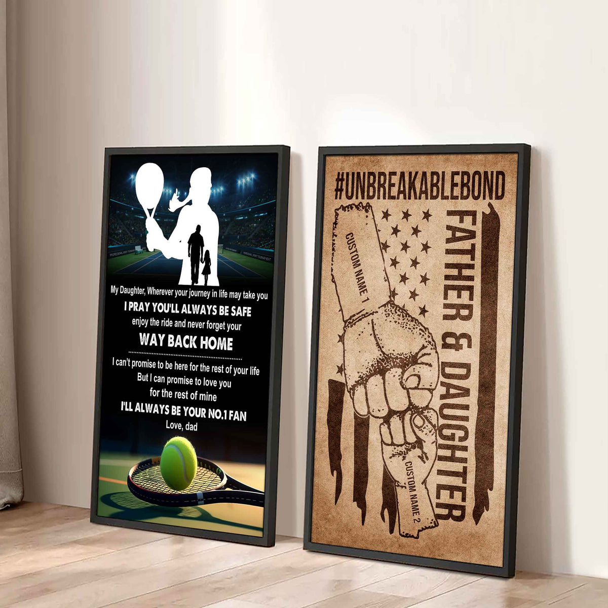 Dad And Daughter UnBreakable Bond - 2 Piece Canvas Wall Art - Never Forget Your Way Back Home