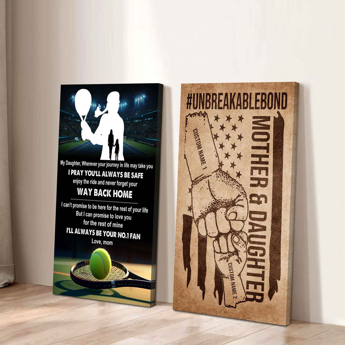 Mom And Daughter UnBreakable Bond - 2 Piece Canvas Wall Art - Never Forget Your Way Back Home