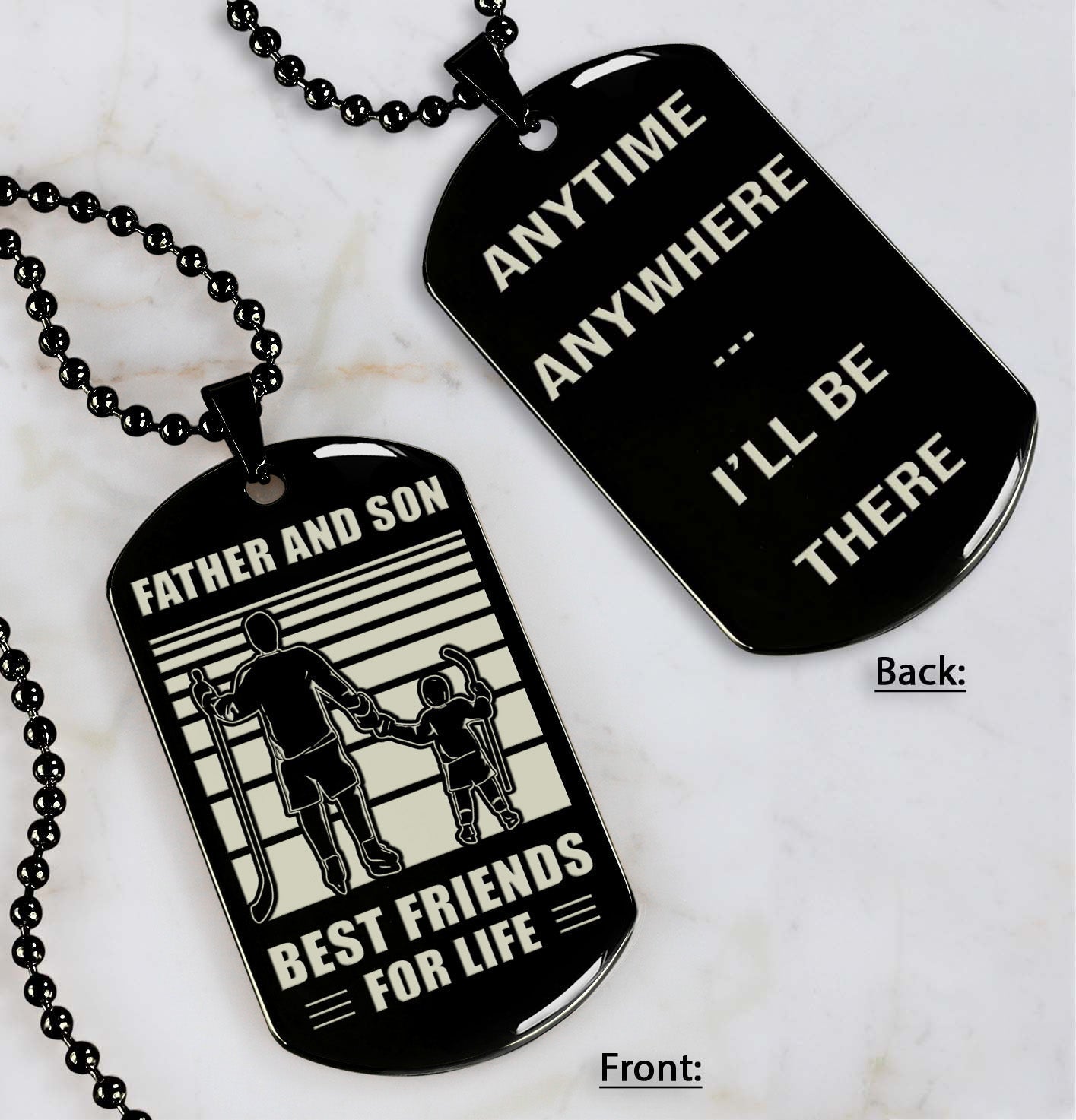 Hockey NVL Personalized Double Sided Dog Tag Father And Son Best Friends For Life - Message on the back side