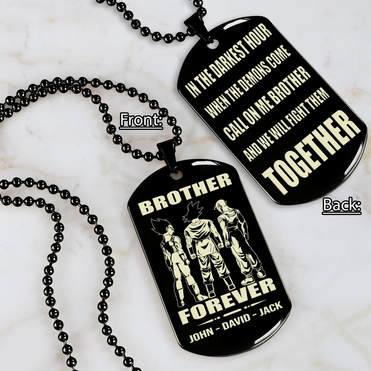 Ver3 Vikings customizable engraved black dog tag double sided gift from brother, brother forever