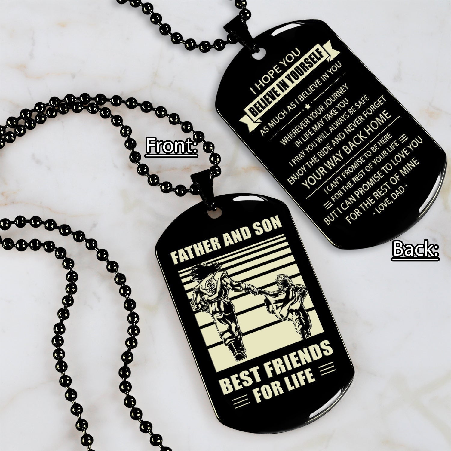 Viking Personalized Double Sided Dog Tag Father And Son Best Friends For Life - Message on the back side