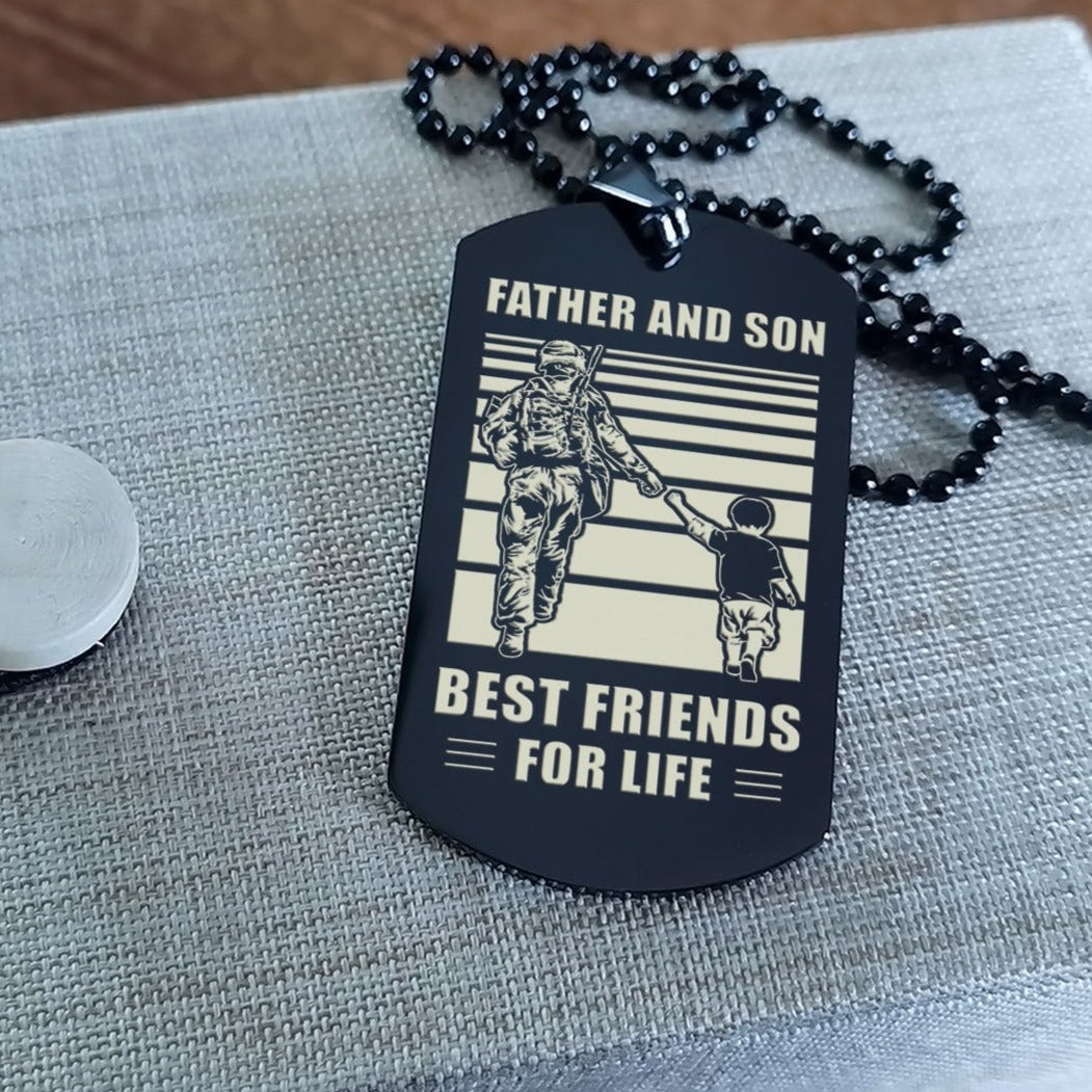 Biker Personalized Double Sided Dog Tag Father And Son Best Friends For Life - Message on the back side