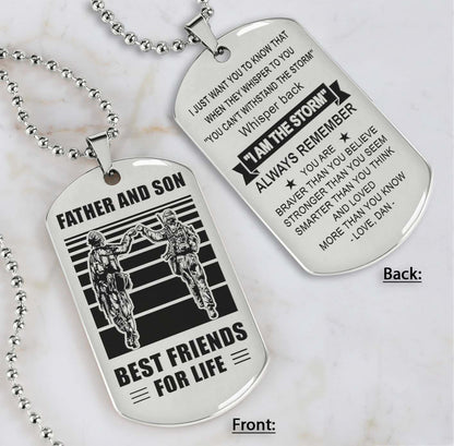 Silver Version Personalized Double Sided Dog Tag Father And Son Best Friends For Life - Message on the back side