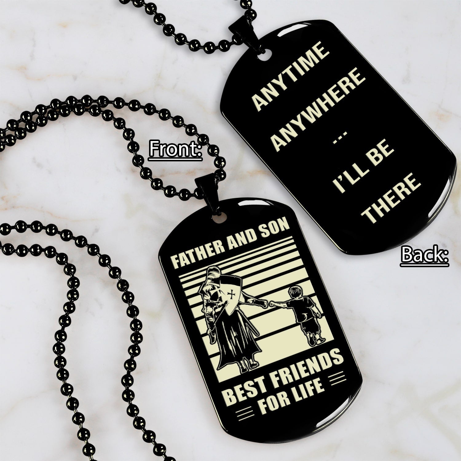 NVL-Personalized Double Sided Dog Tag Father And Son Best Friends For Life - Message on the back side