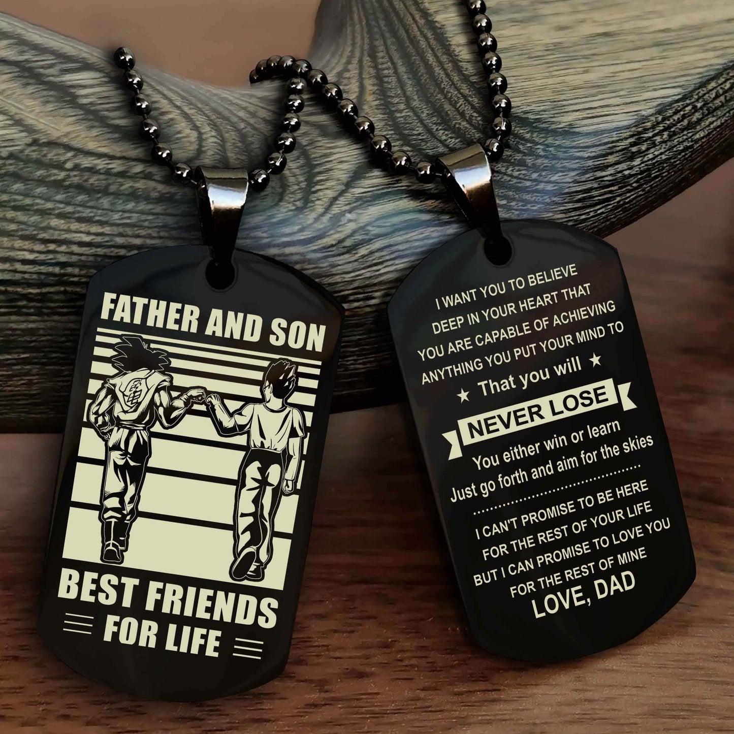 DRB Personalized Double Sided Dog Tag Silver To My Son I Love You - You Will Never Lose You Either Win Or Learn From Dad To Son