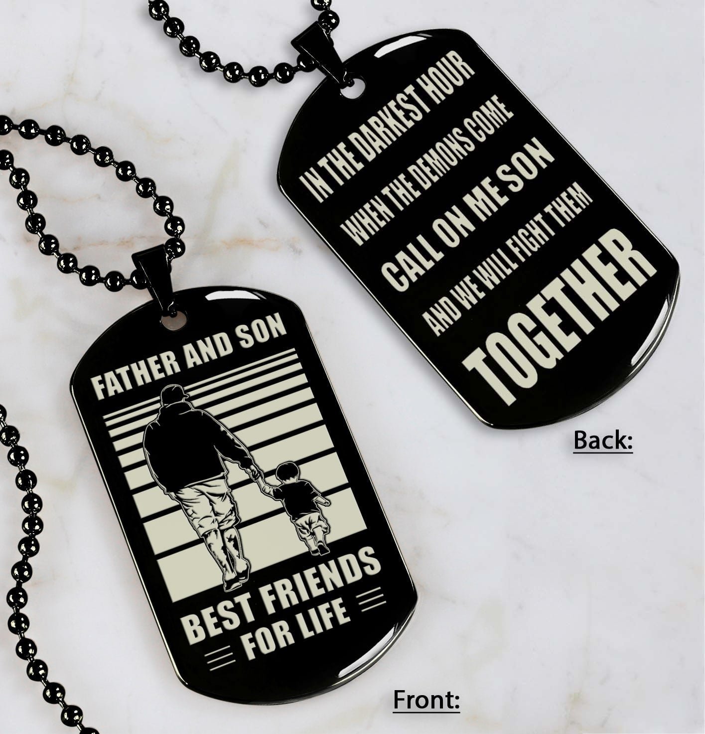 Samurai Personalized Double Sided Dog Tag Call On Me Son And We Will Fight Them Together Gifts For Your Son From Dad