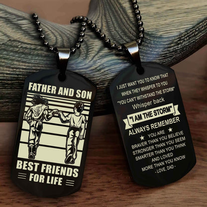 Viking Personalized Double Sided Dog Tag Silver To My Son I Love You - Whisper Back I'm The Storm