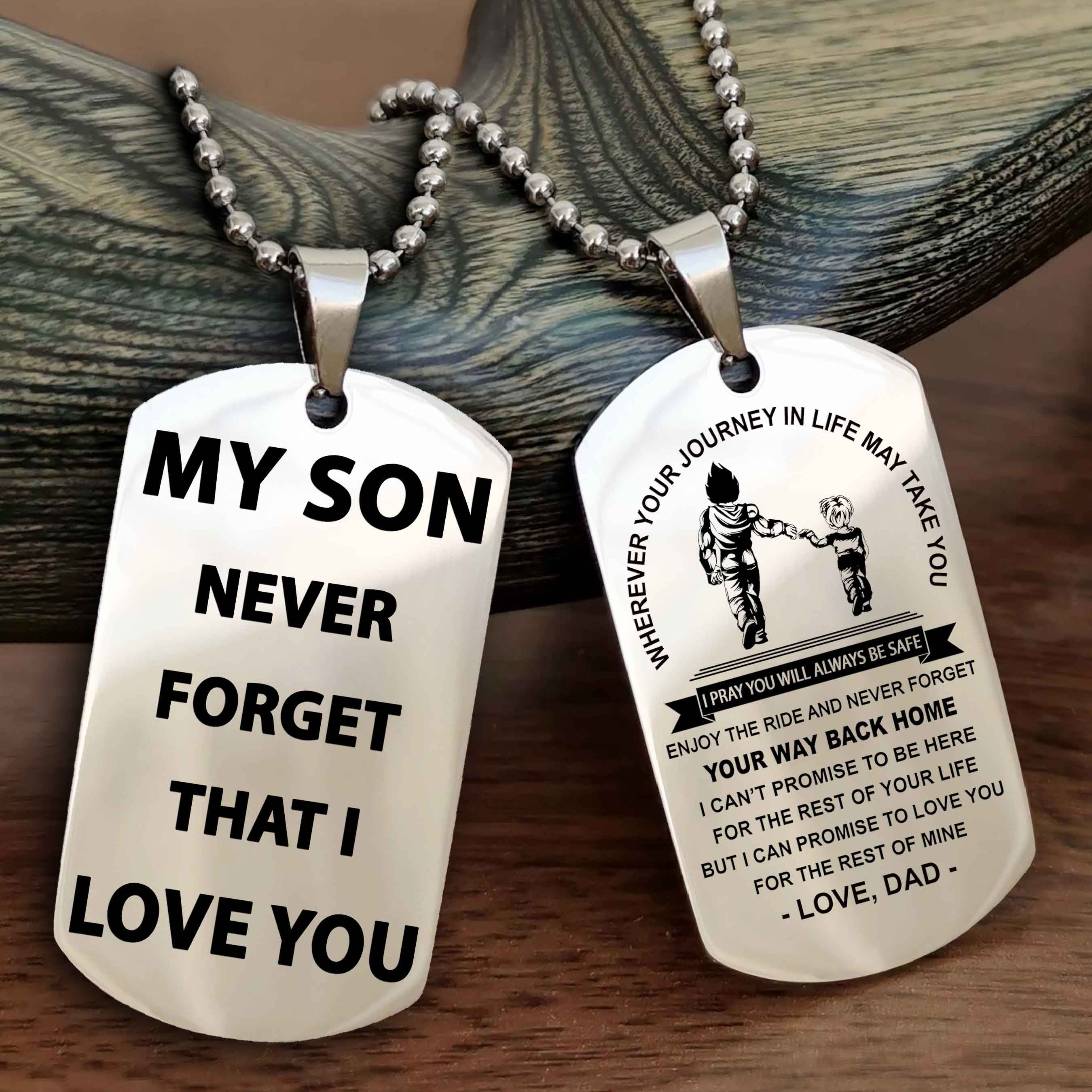 DRB Double Sided Dog Tag To My Son Never Forget That I Love You - Gift For Son Never Forget Your Way Back Home