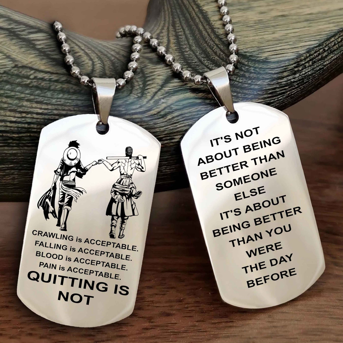 DRB Double Side Dog Tag For Your Friend Quiting Is Not - It's Not About Being Better Than Someone Else