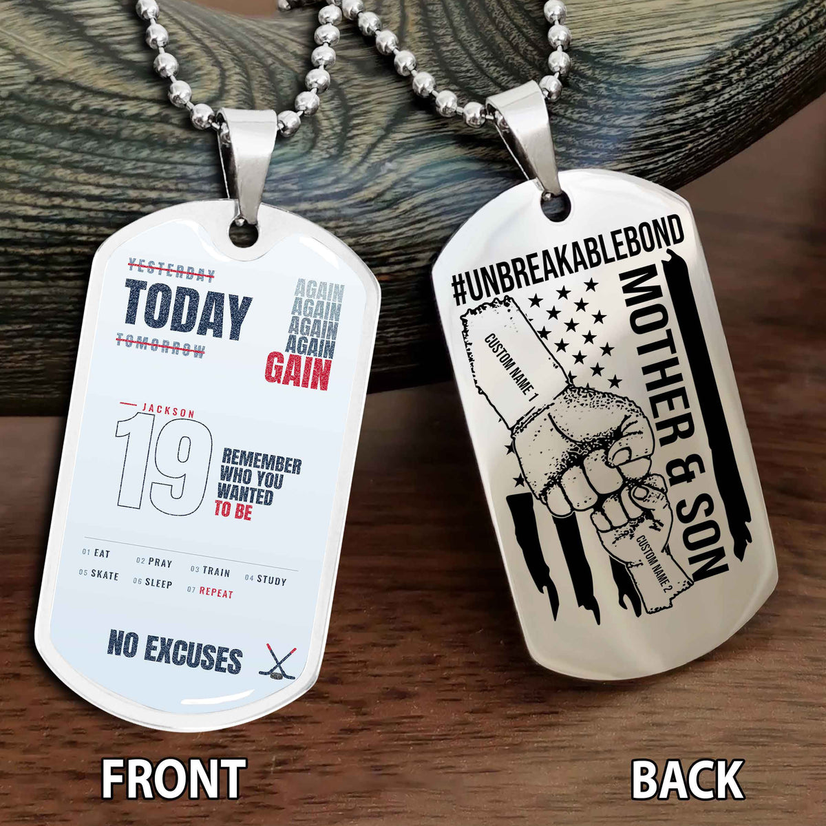 Personalized Double Side Graphic Dog Tag Mom And Son Remember Who You Wanted To Be