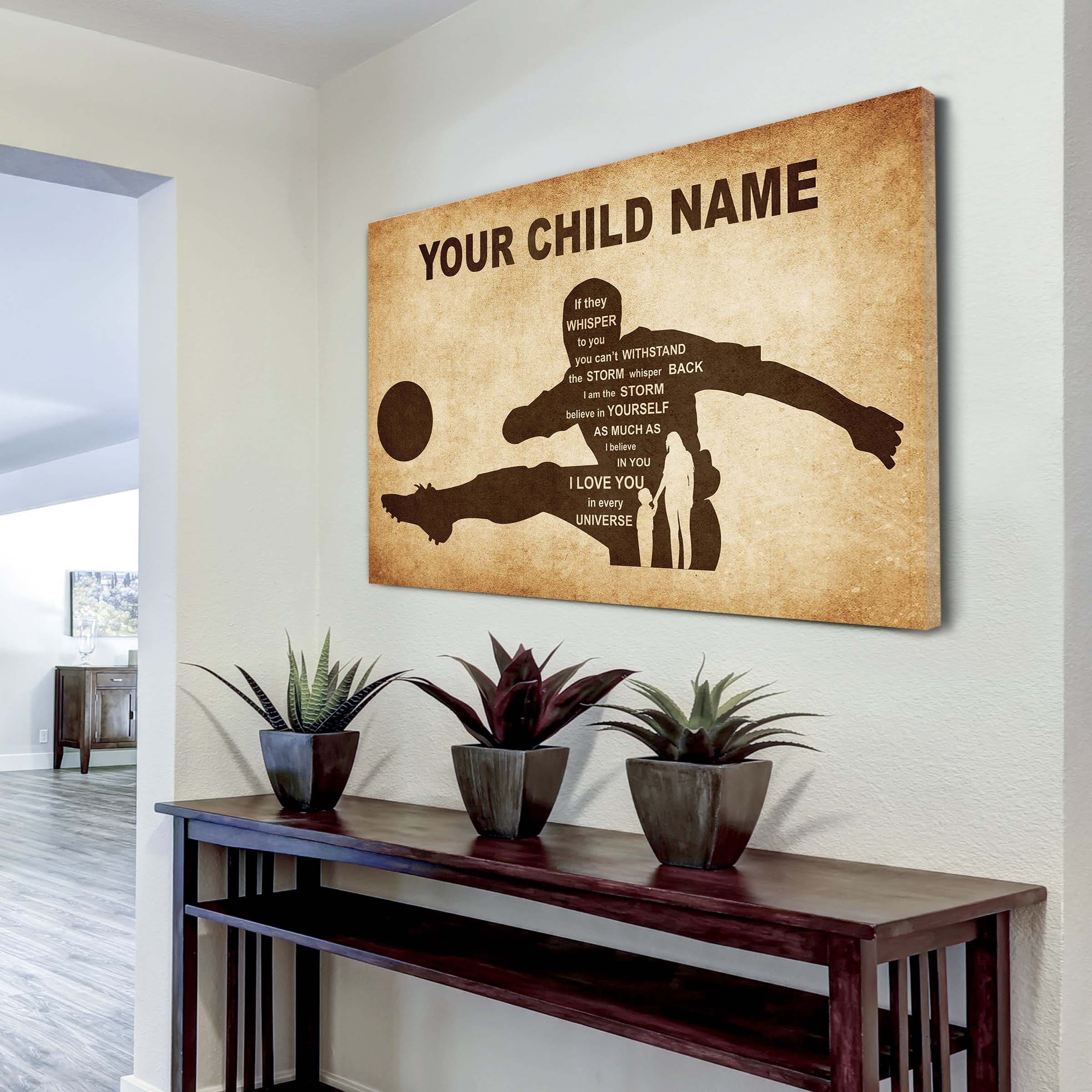 Personalized Your Child Name From Mom To Son Basketball Poster Canvas If They Whisper To You - I Love You In Every Universe