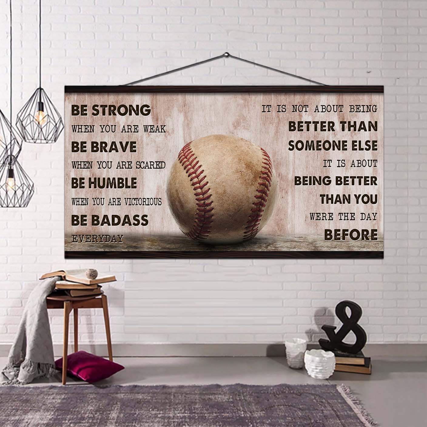 Softball canvas It Is Not About Being Better Than Someone Else - Be Strong When You Are Weak