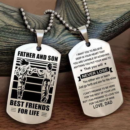 DRB Personalized Double Sided Dog Tag Silver To My Son I Love You - You Will Never Lose You Either Win Or Learn From Dad To Son