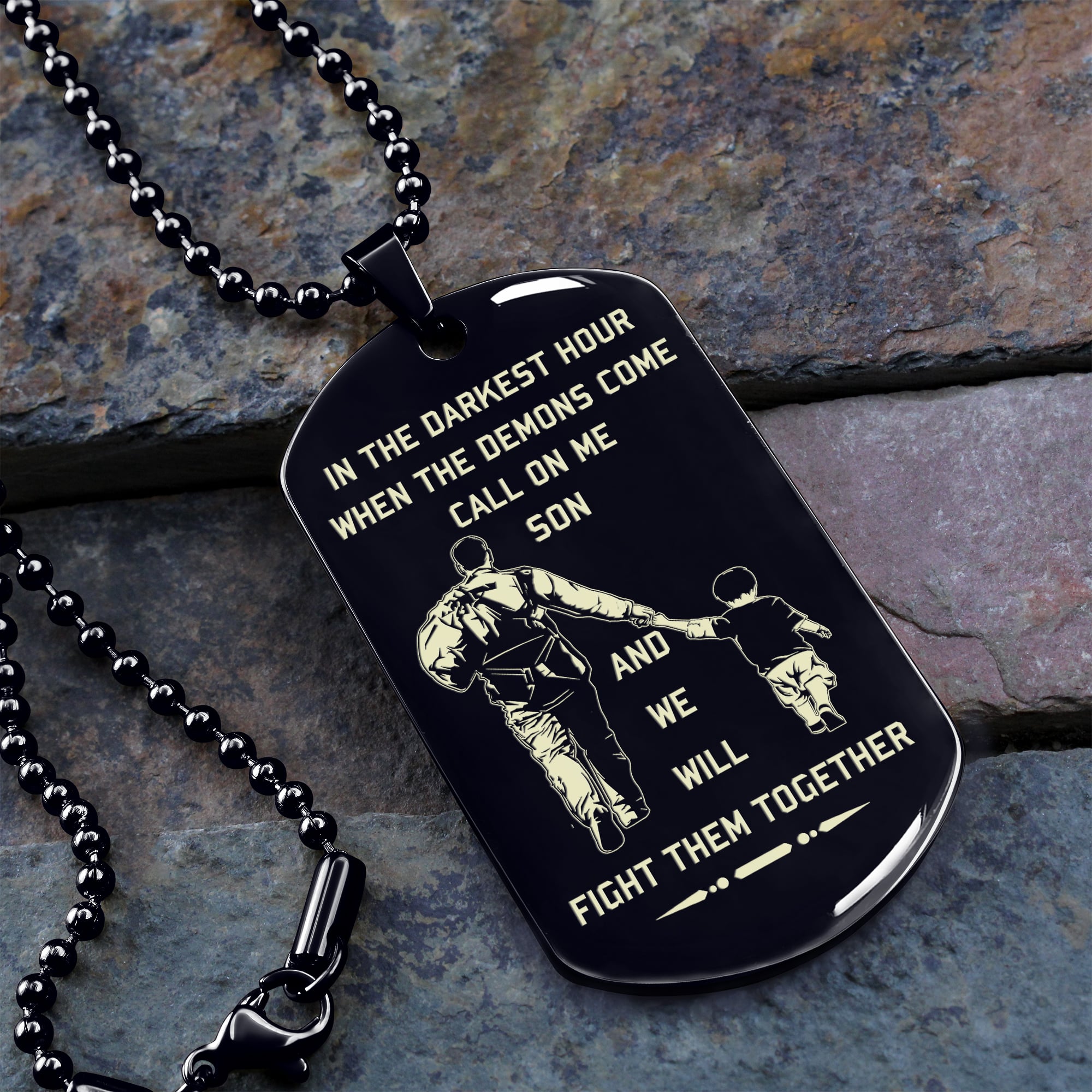 VC Personalized Double Sided Dog Tag Father And Son Best Friends For Life - Message on the back side