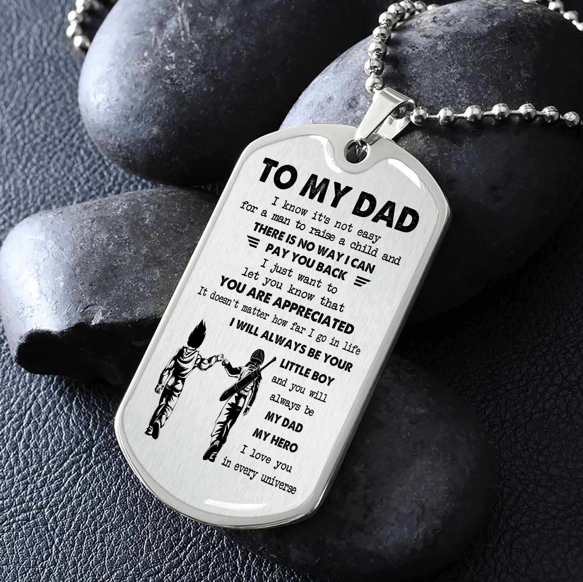 Dragon B VGT-Father and Son- Millitary Chain 18K Gold Plated To My Dad I Know It's Not Easy - I love you in every universe- Gift From Son To Dad Father's Day Gift