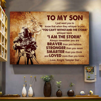 Spartan Poster Canvas Whisper Back I'm The Storm From Dad To Son Gift For Your Son