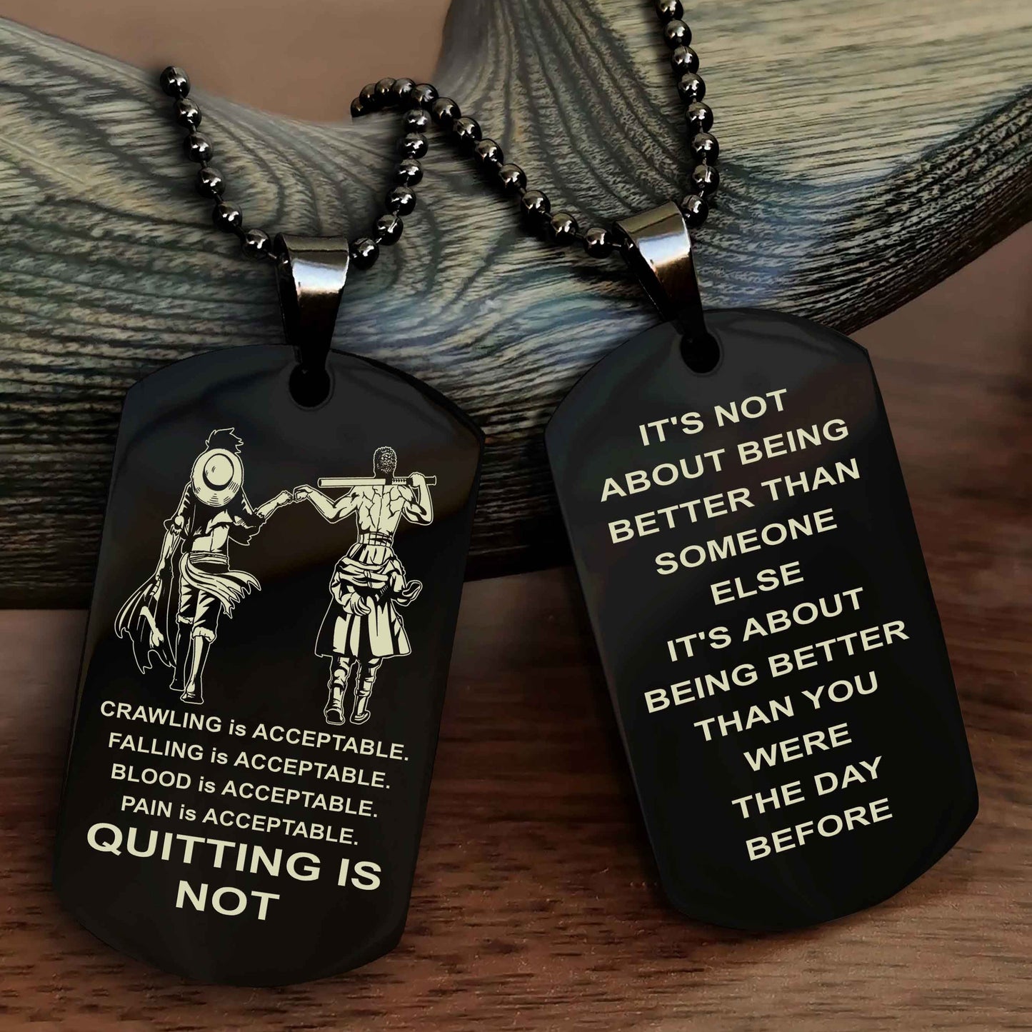 DRB Double Side Dog Tag For Your Friend Quiting Is Not - It's Not About Being Better Than Someone Else