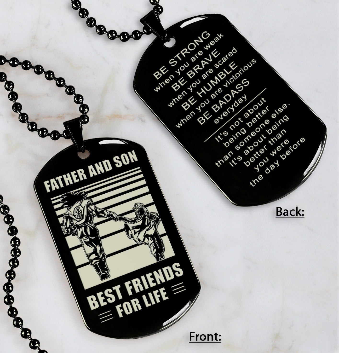 ANT-Personalized Double Sided Dog Tag Father And Son Best Friends For Life - Message on the back side