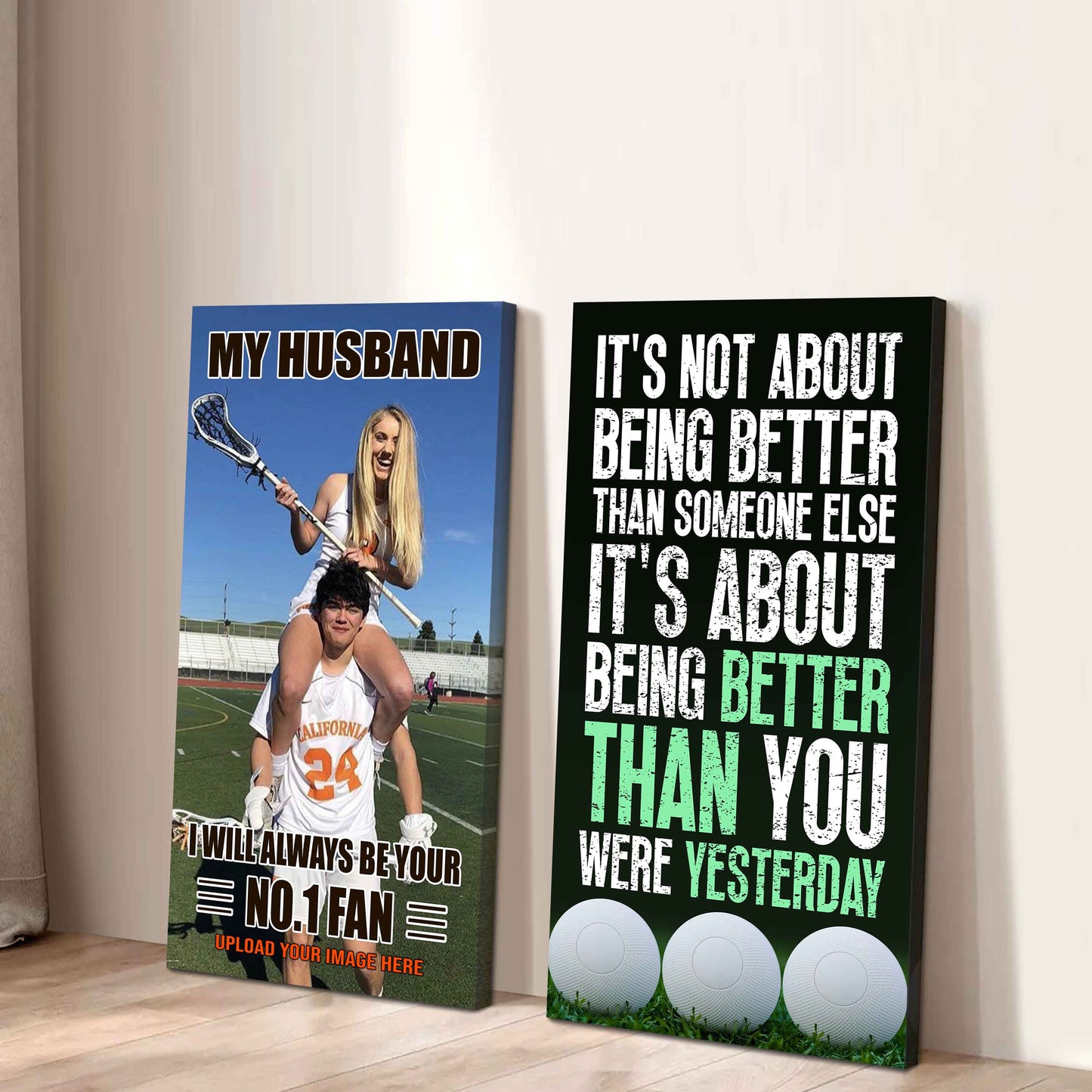 To My Husband Canvas I Am Your No 1 Fan - 2 Piece Canvas Wall Art - It's About Being Better Than You Were Yesterday